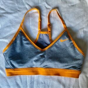 NIKE dry fit sports bra with adjustable straps orange and gray